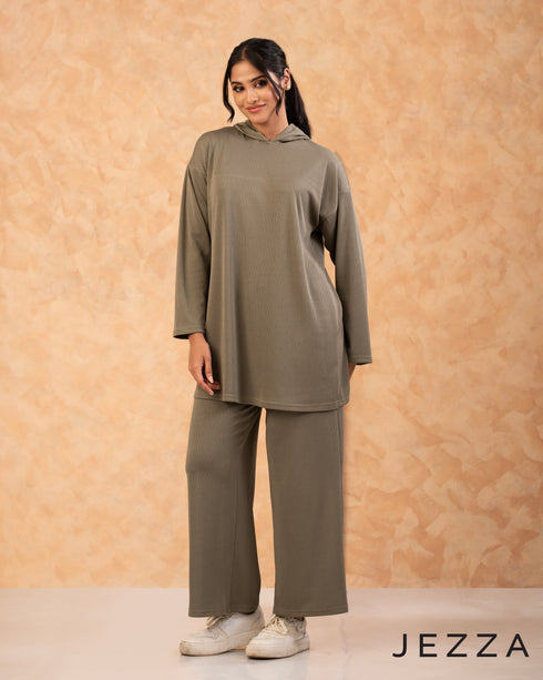 Textured Comfort: Crinkle Hoodie and Pant Set 67691 & 6770